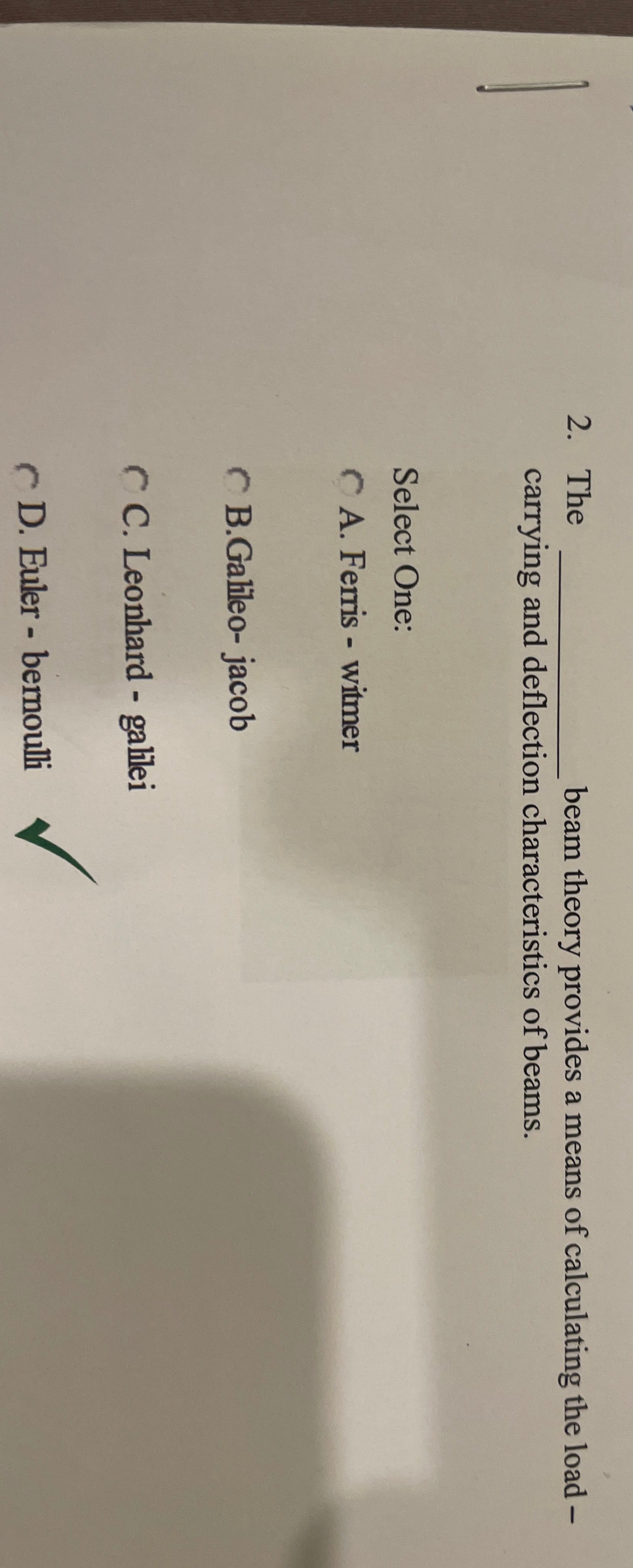 The _ _ _ _ _ _ _ _ beam theory provides a means