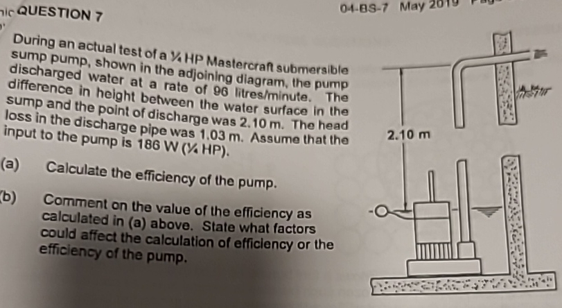 QUESTION 7 During an actual test of a 1 4 HP