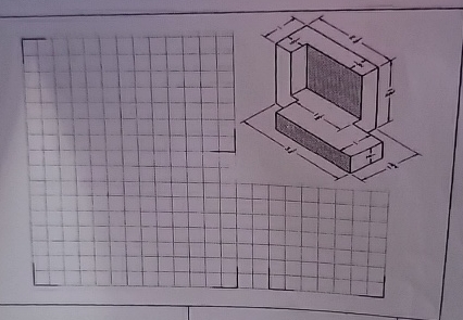 draw 3 views of the objects in the positions