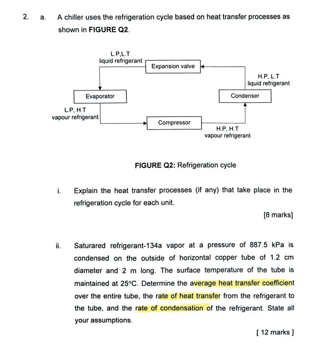 2 . a . A chiller uses the refrigeration cycle