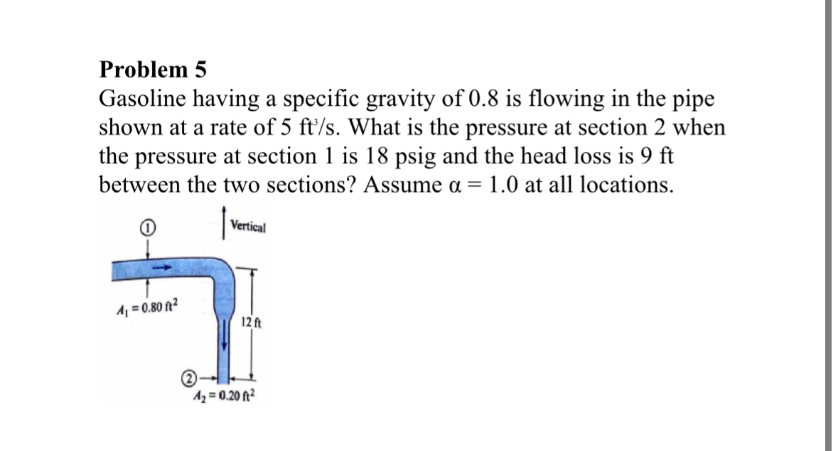 Problem 5 Gasoline having a specific gravity of 0