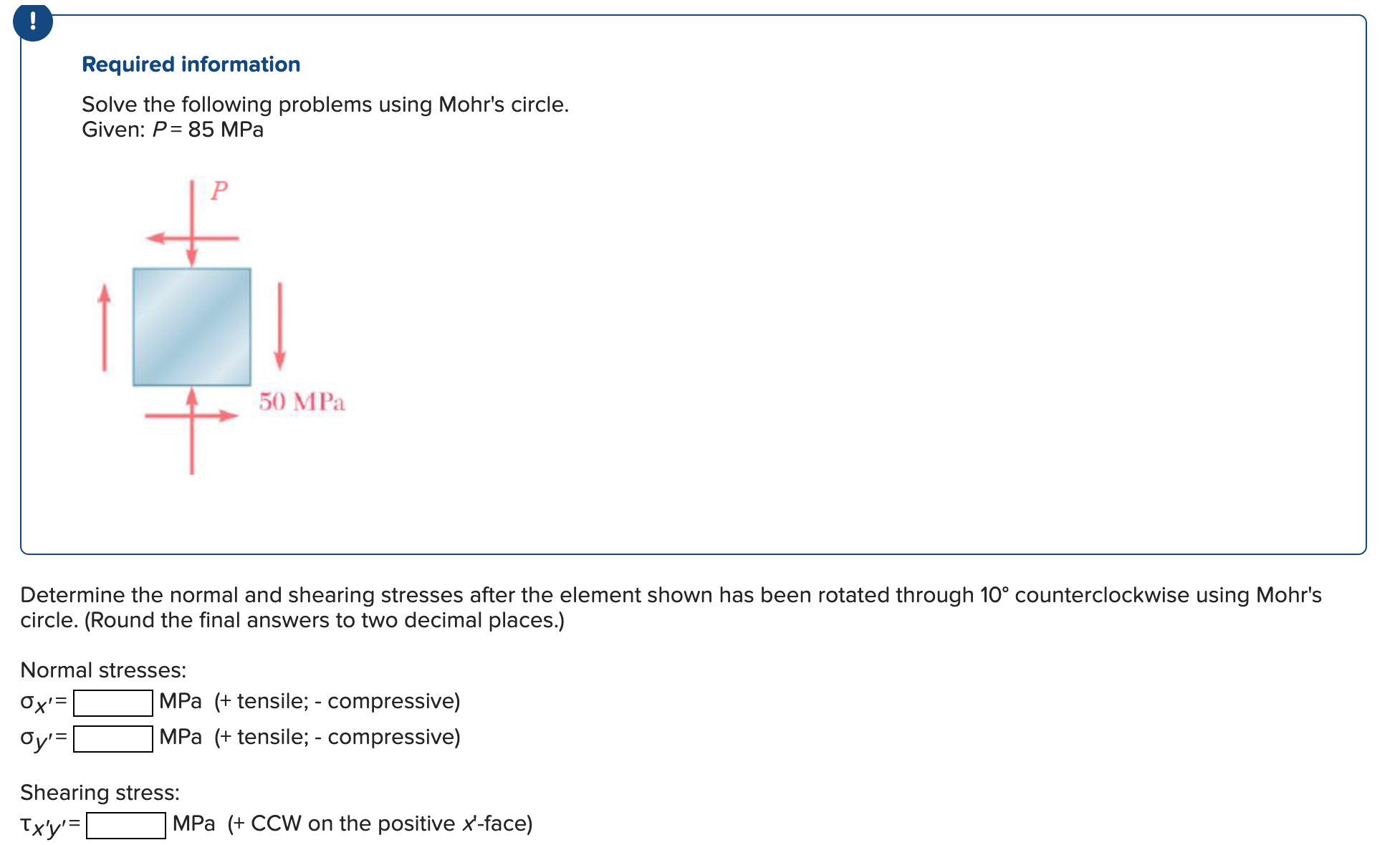 Required information Solve the following problems