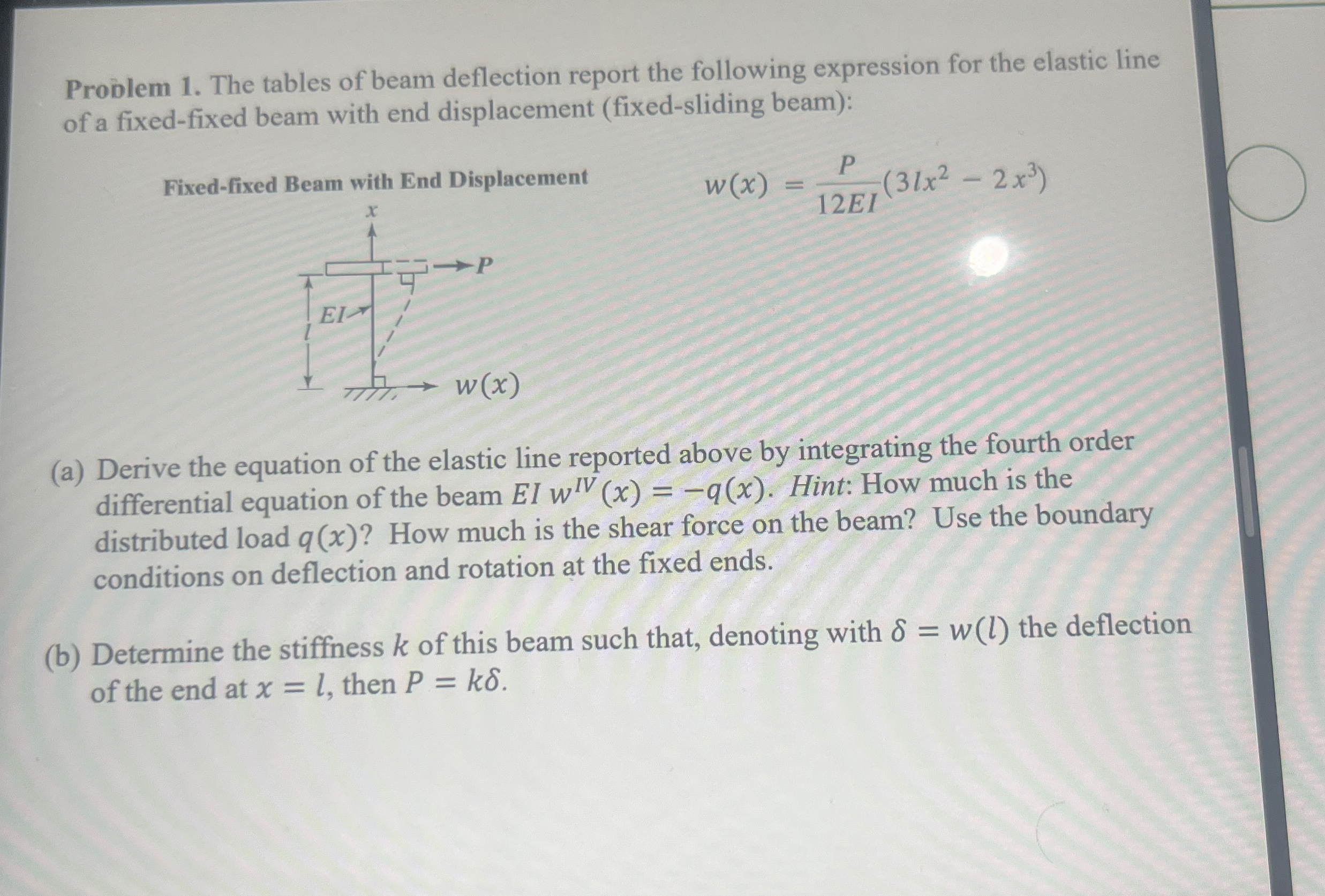 How to solve Proolem 1 . The tables of beam