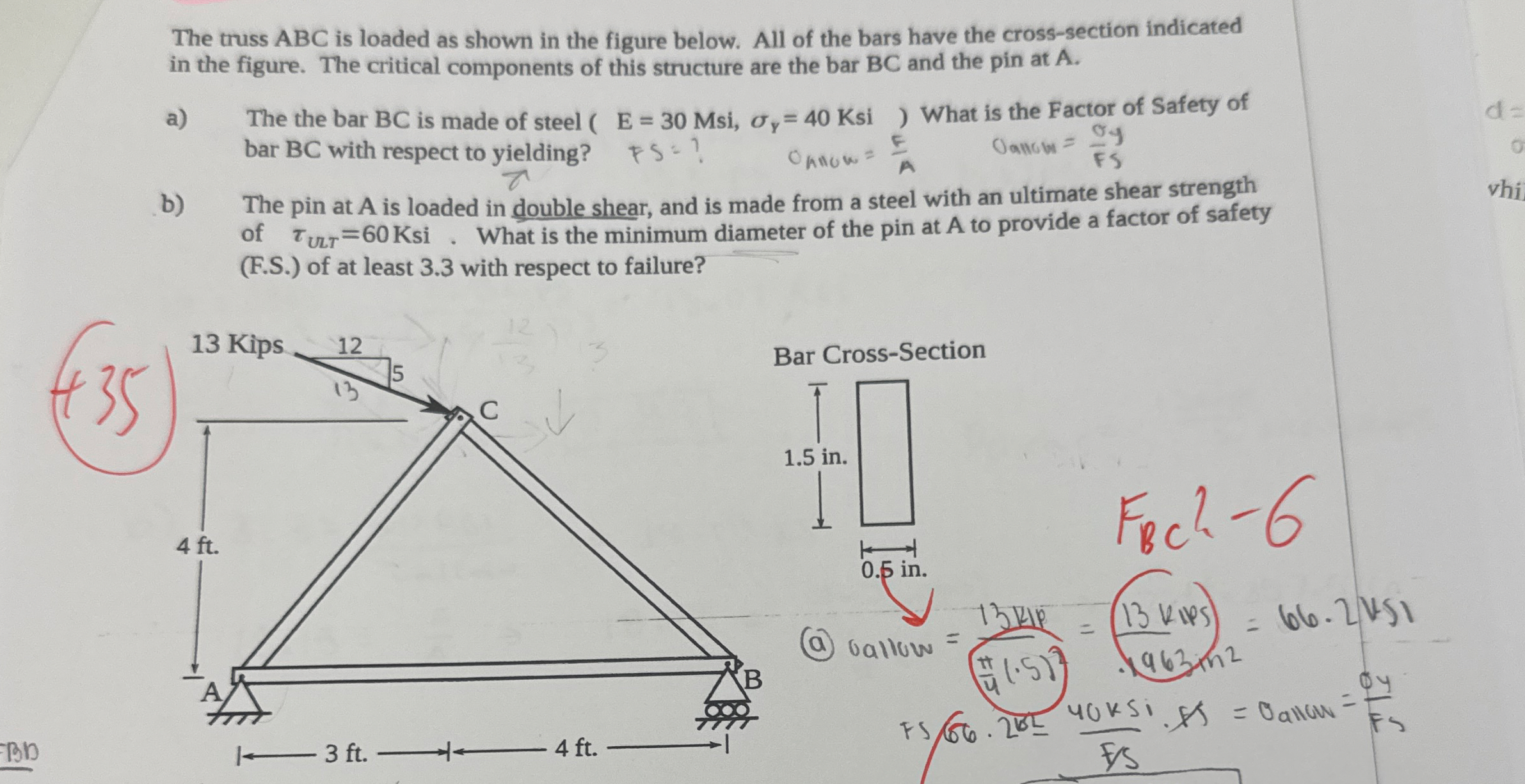 The truss ABC is loaded as shown in the figure