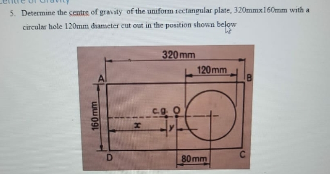 Determine the centre of gravity of the uniform