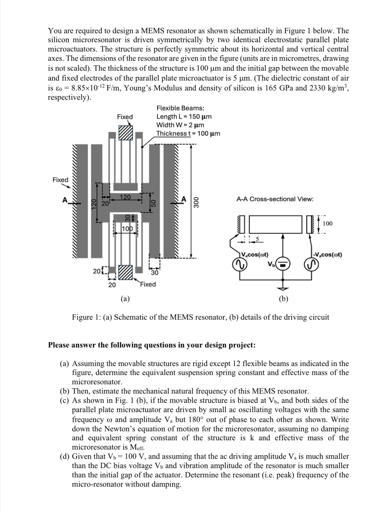 You are required to design a MEMS resonator as