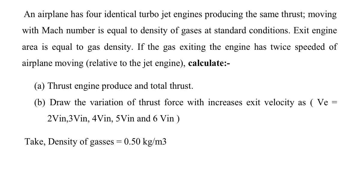 An airplane has four identical turbo jet engines