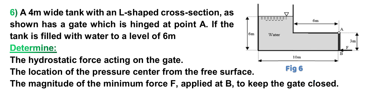 6 ) A 4 m wide tank with an L - shaped cross -