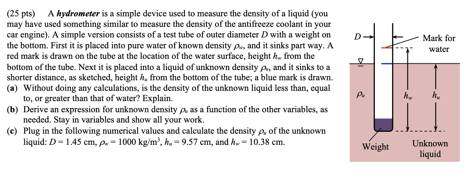 A hydrometer is a simple device used to measure