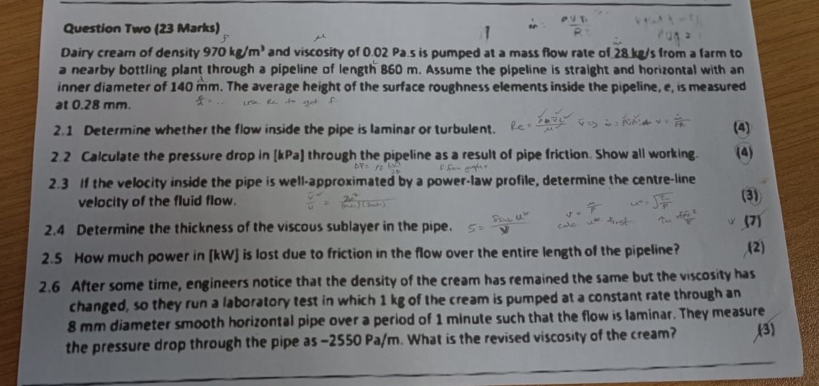 Question Two ( 2 3 Marks ) Dairy cream of density