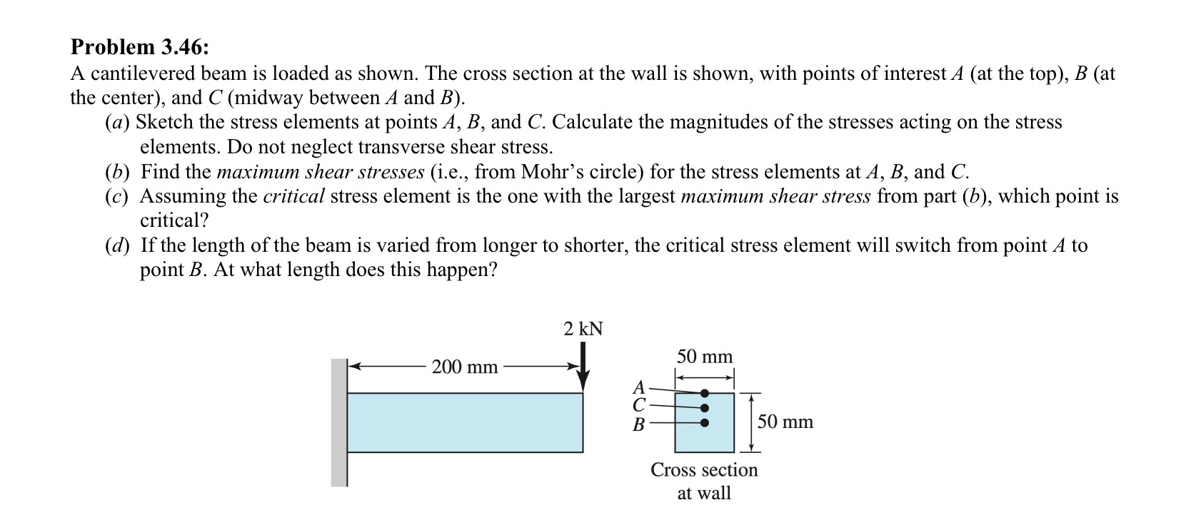 Problem 3 . 4 6 : A cantilevered beam is loaded