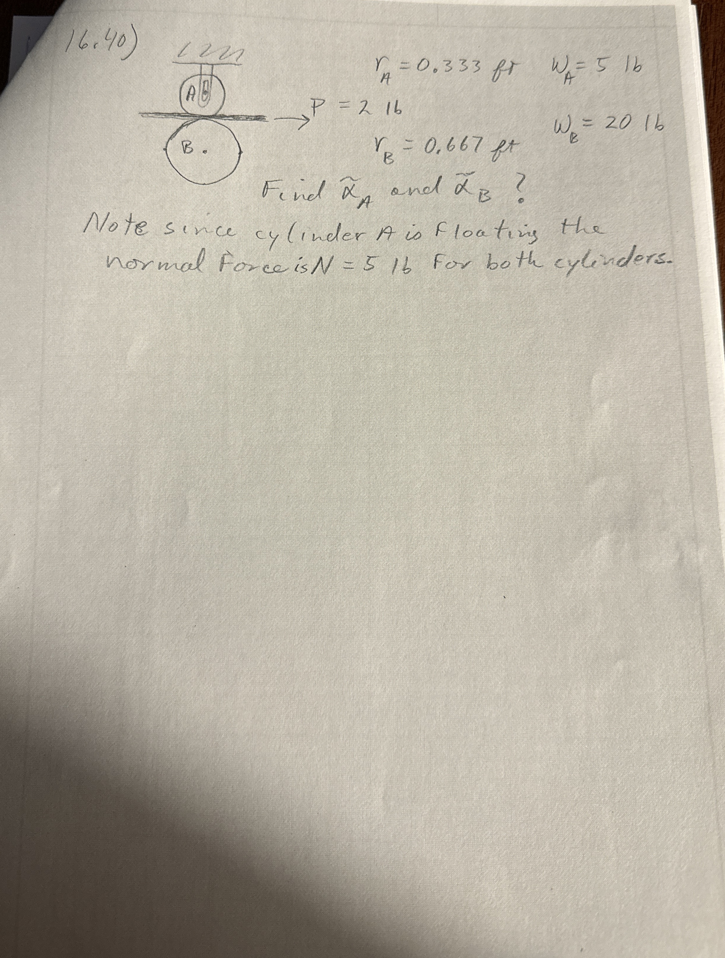 1 6 . 4 r A = 0 . 3 3 3 f t , A = 5 l b 1 6 , B =