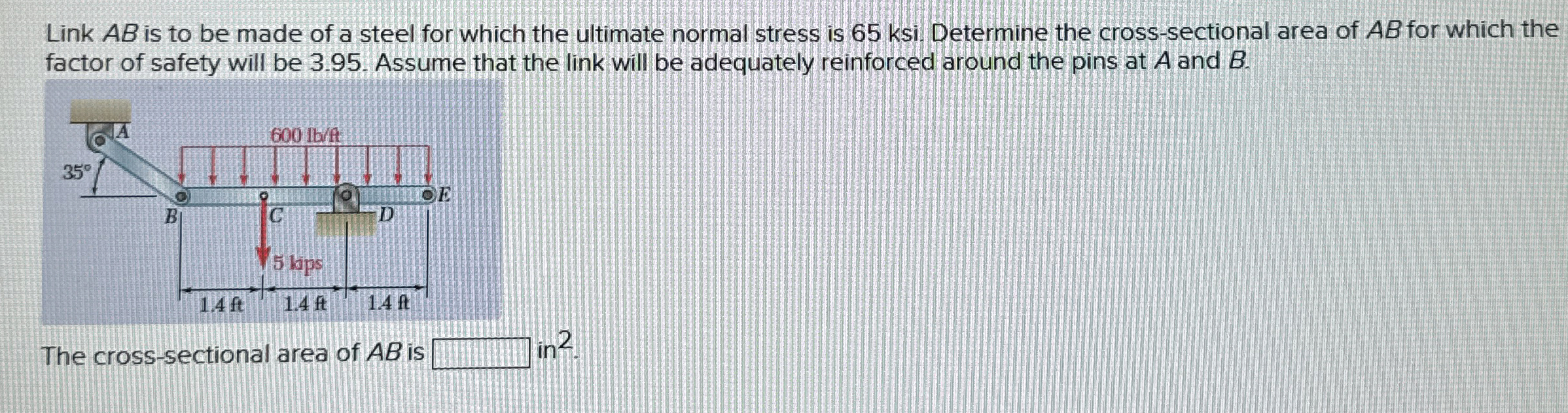 Link A B is to be made of a steel for which the