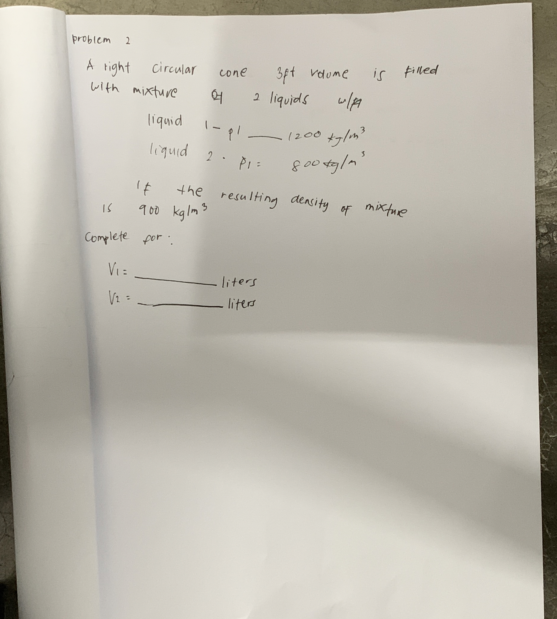 A right circular cone 3 ft volume is filled with