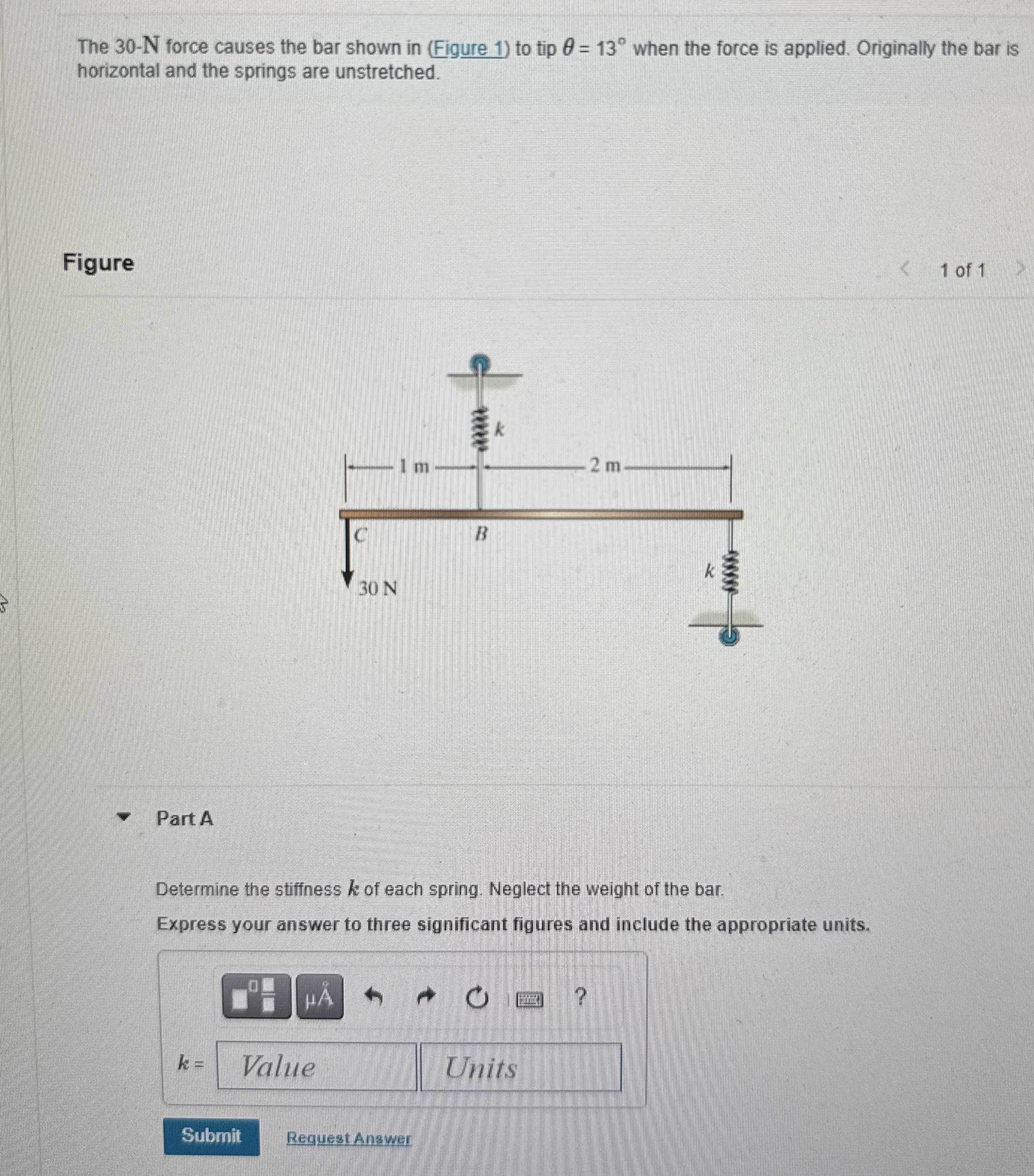The 3 0 - N force causes the bar shown in (