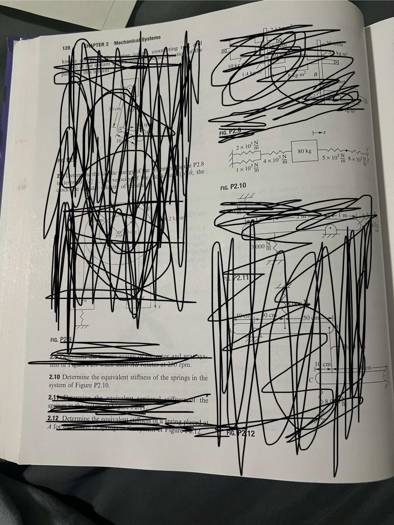 FIG. P 2 . 1 0 Determine the equivalent stiffness