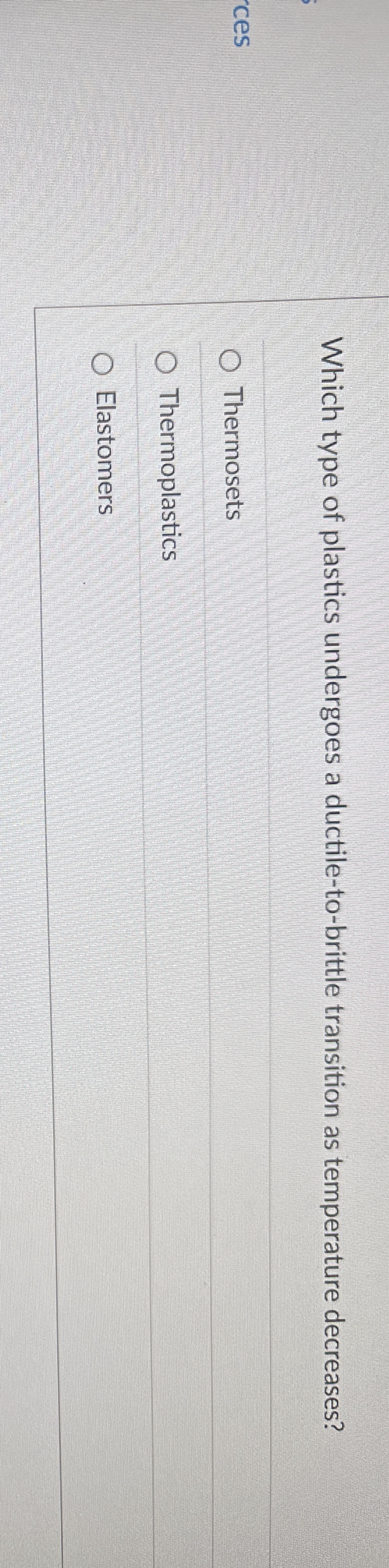 Which type of plastics undergoes a ductile - to -