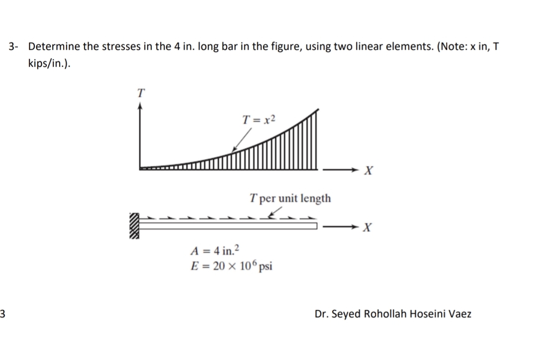 3 - Determine the stresses in the 4 in . long bar