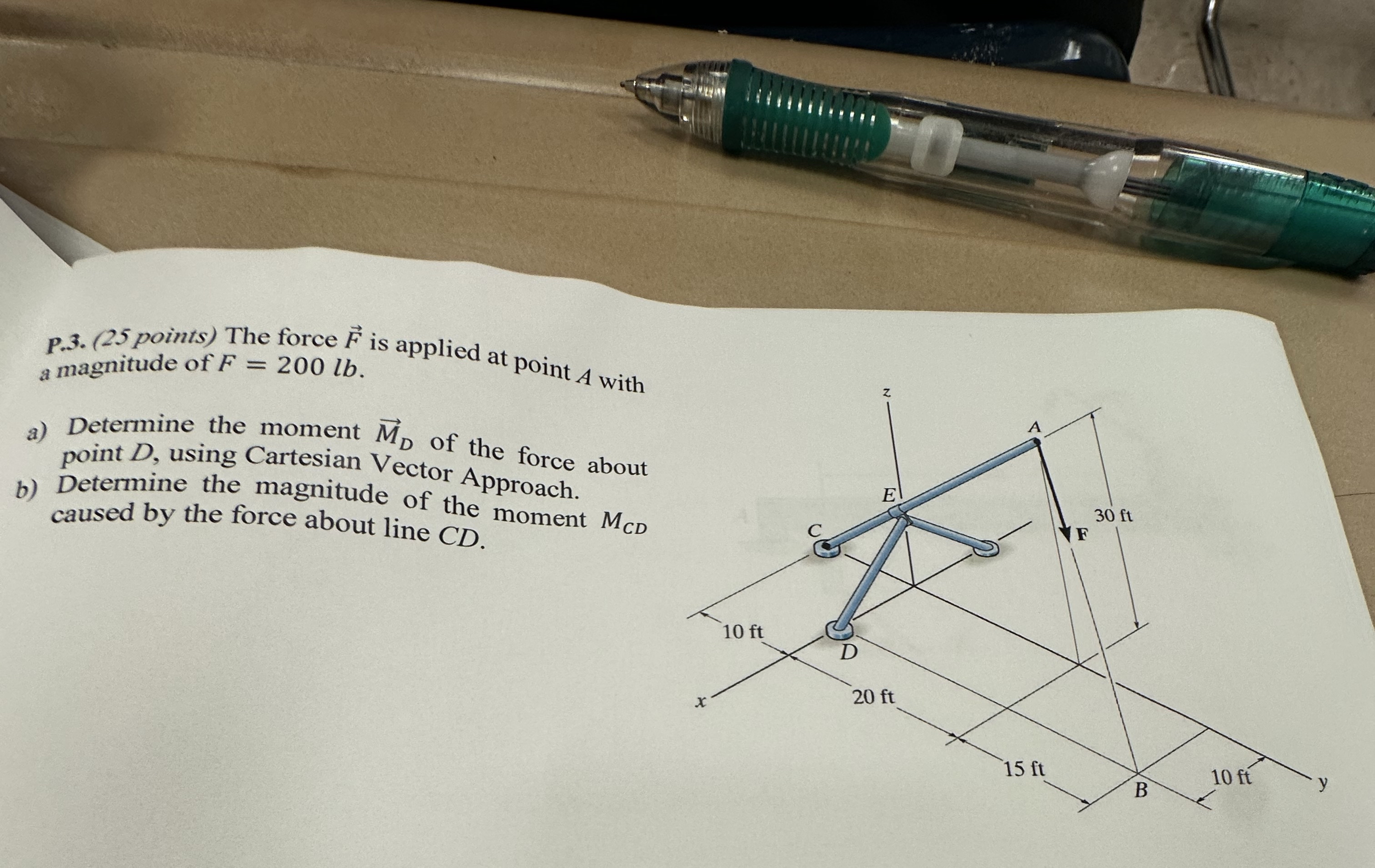 P . 3 . ( 2 5 points ) The force vec ( F ) is