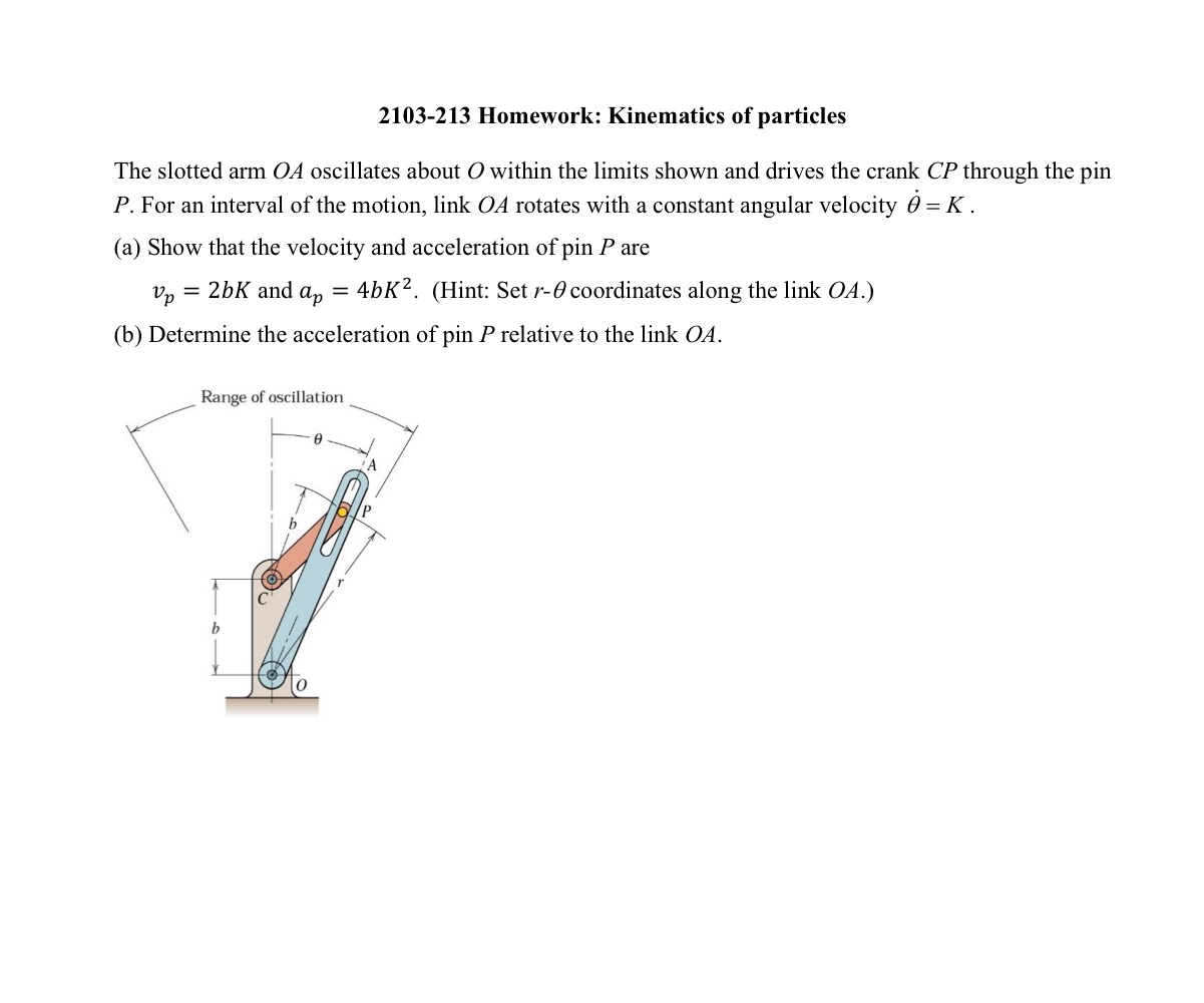 2 1 0 3 - 2 1 3 Homework: Kinematics of particles