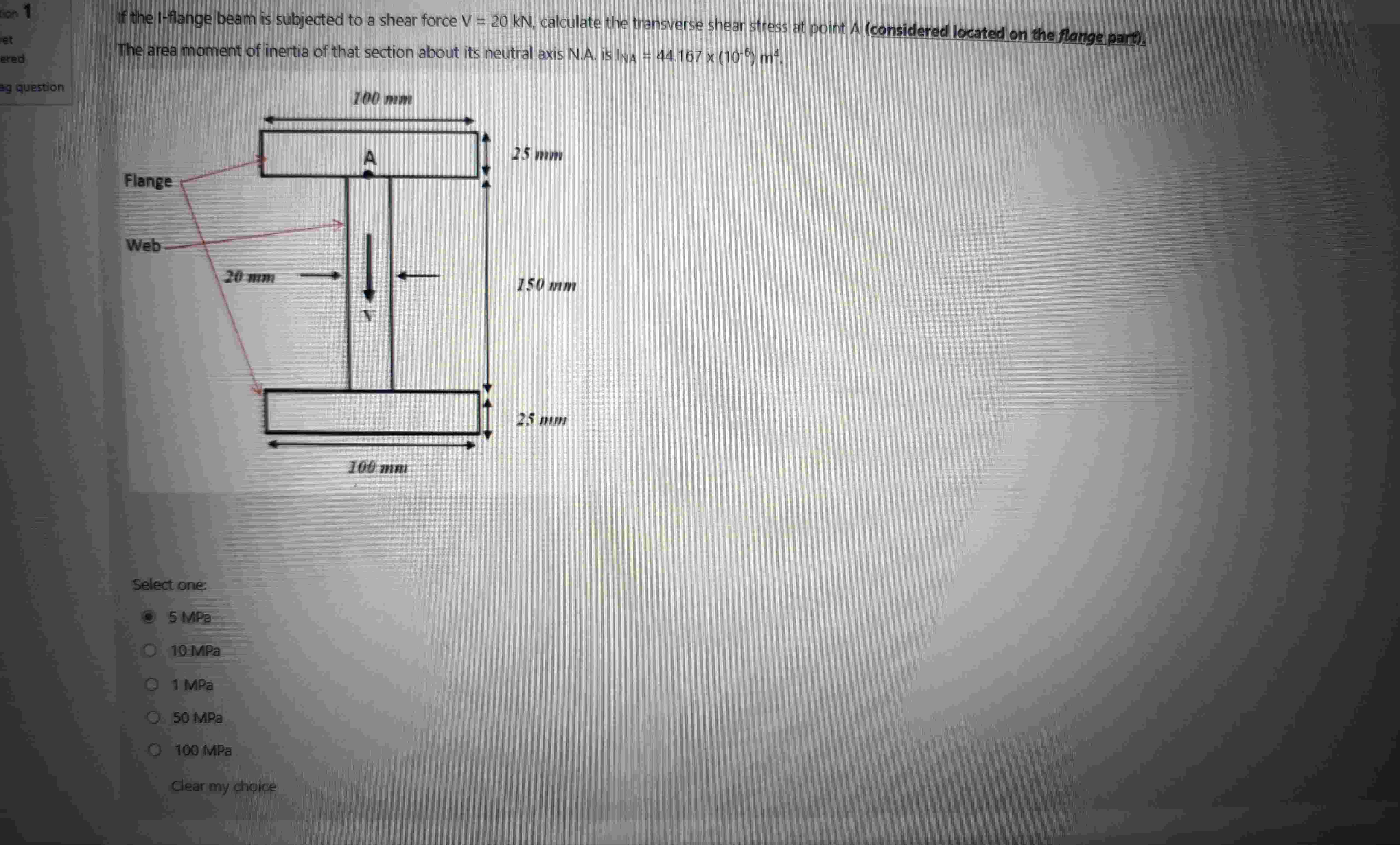 If the I - flange beam is subjected to a shear