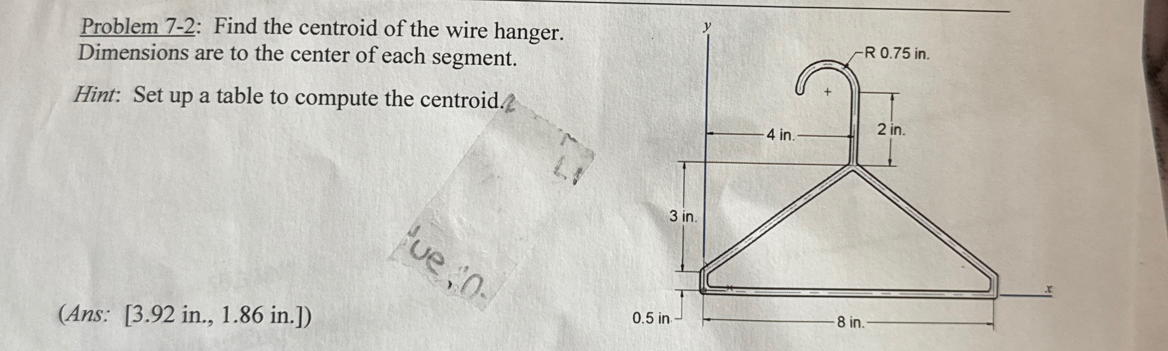 Problem 7 - 2 : Find the centroid of the wire