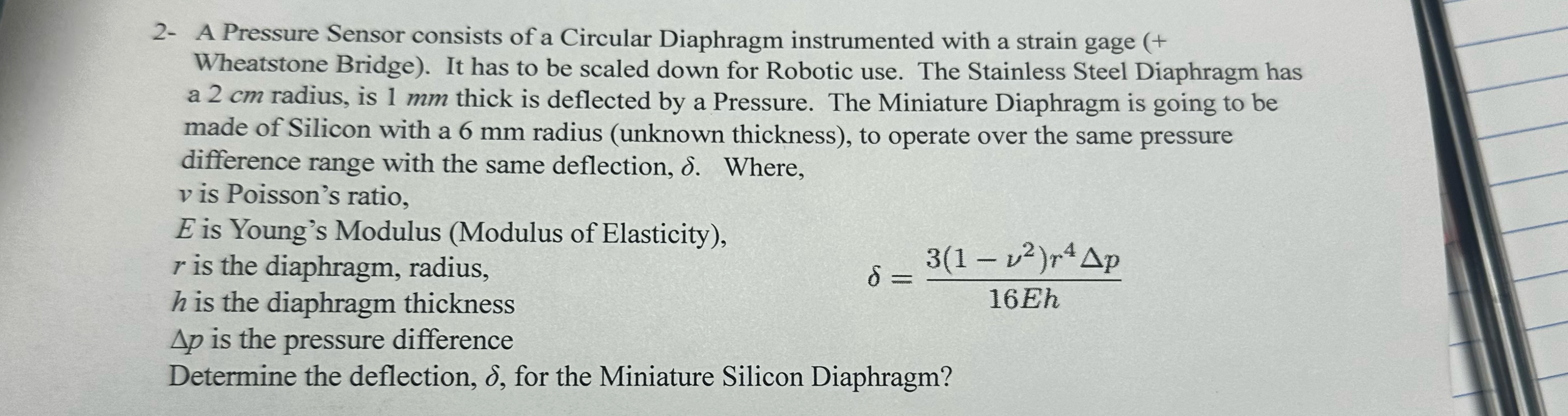 2 - A Pressure Sensor consists of a Circular