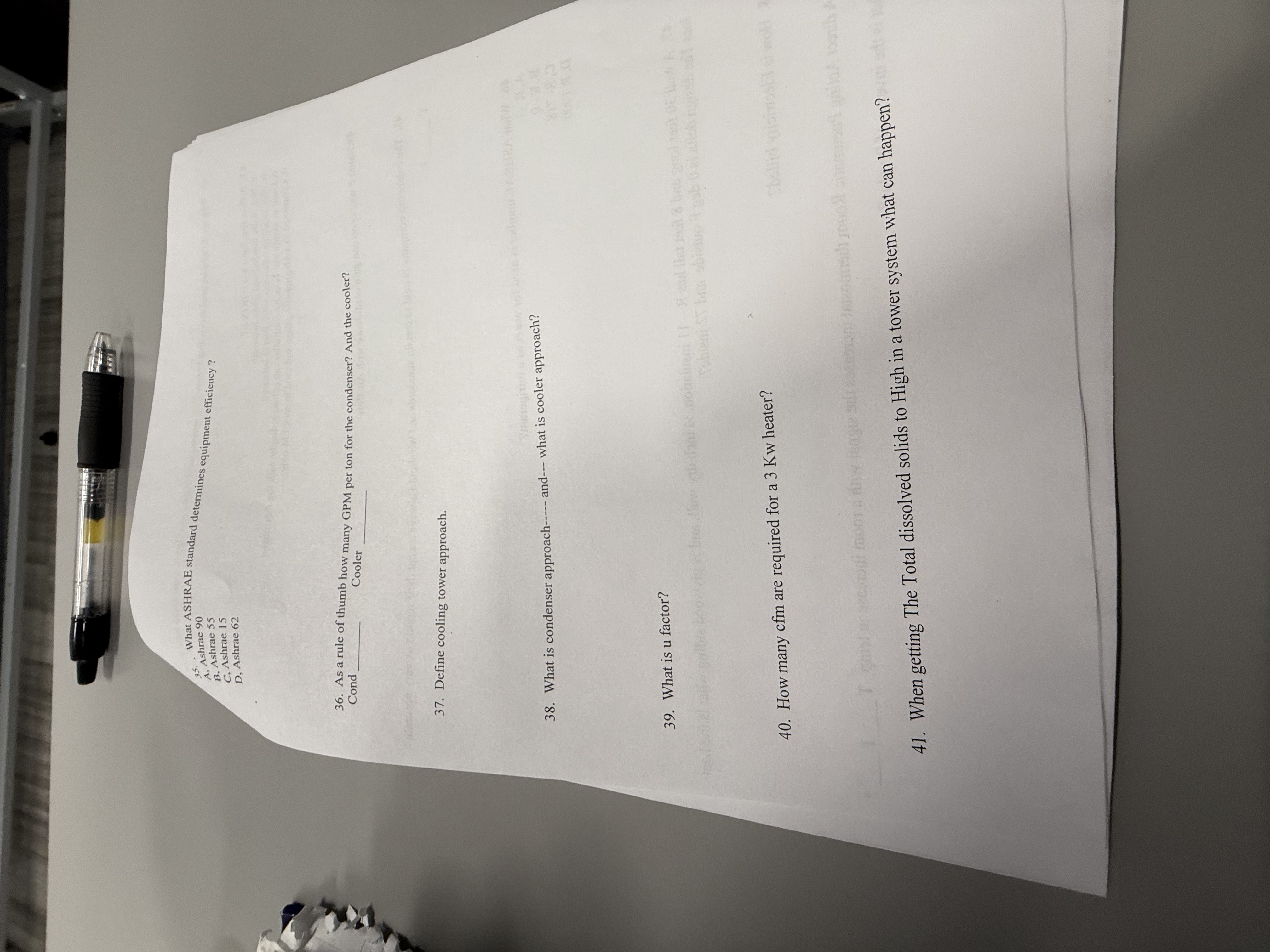 What ASHRAE standard determines equipment