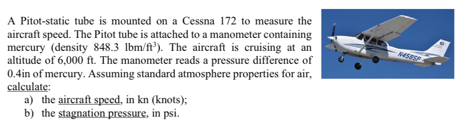 A Pitot - static tube is mounted on a Cessna 1 7