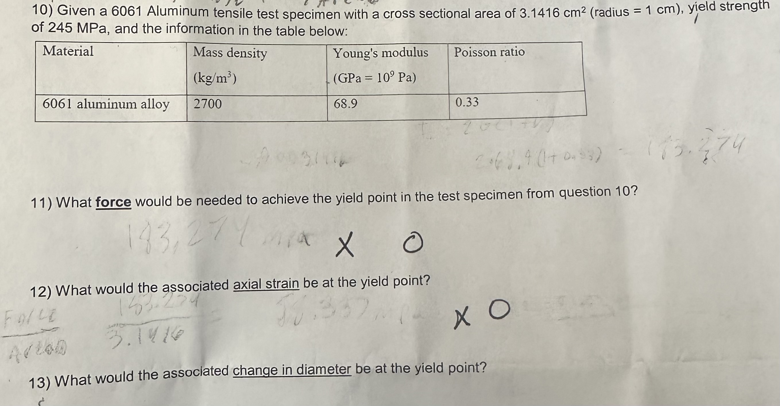 Given a 6 0 6 1 Aluminum tensile test specimen