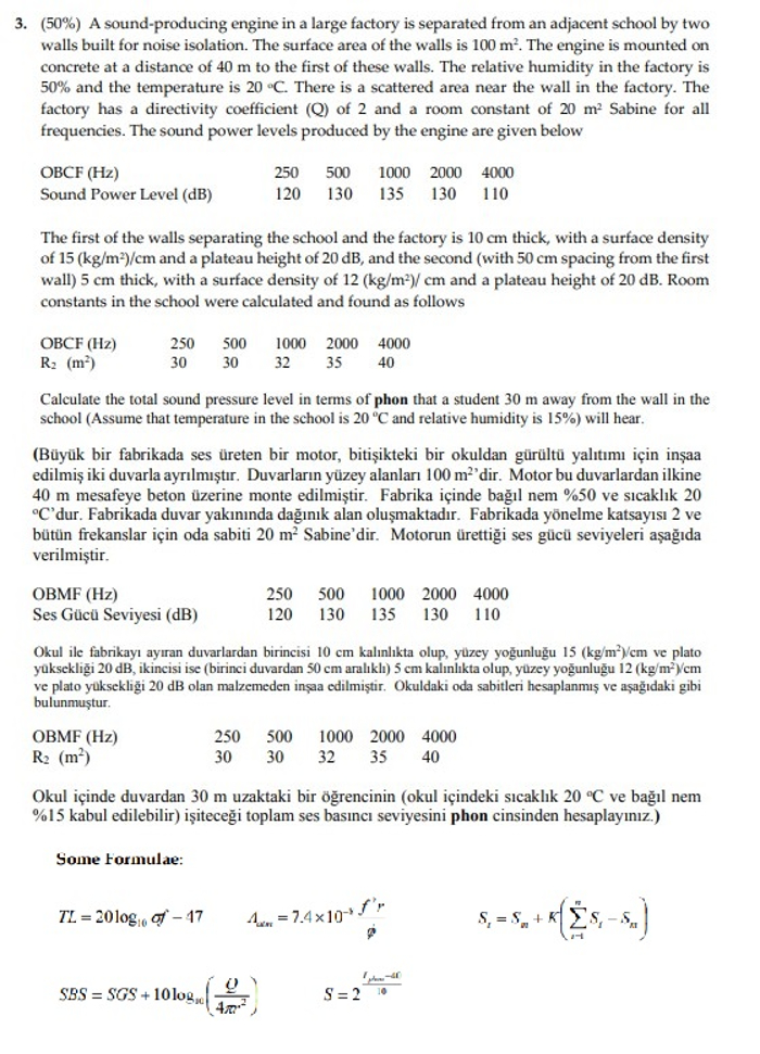 ( 5 0 % ) A sound - producing engine in a large