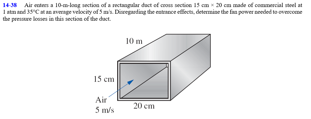 1 4 - 3 8 Air enters a 1 0 - m - long section of