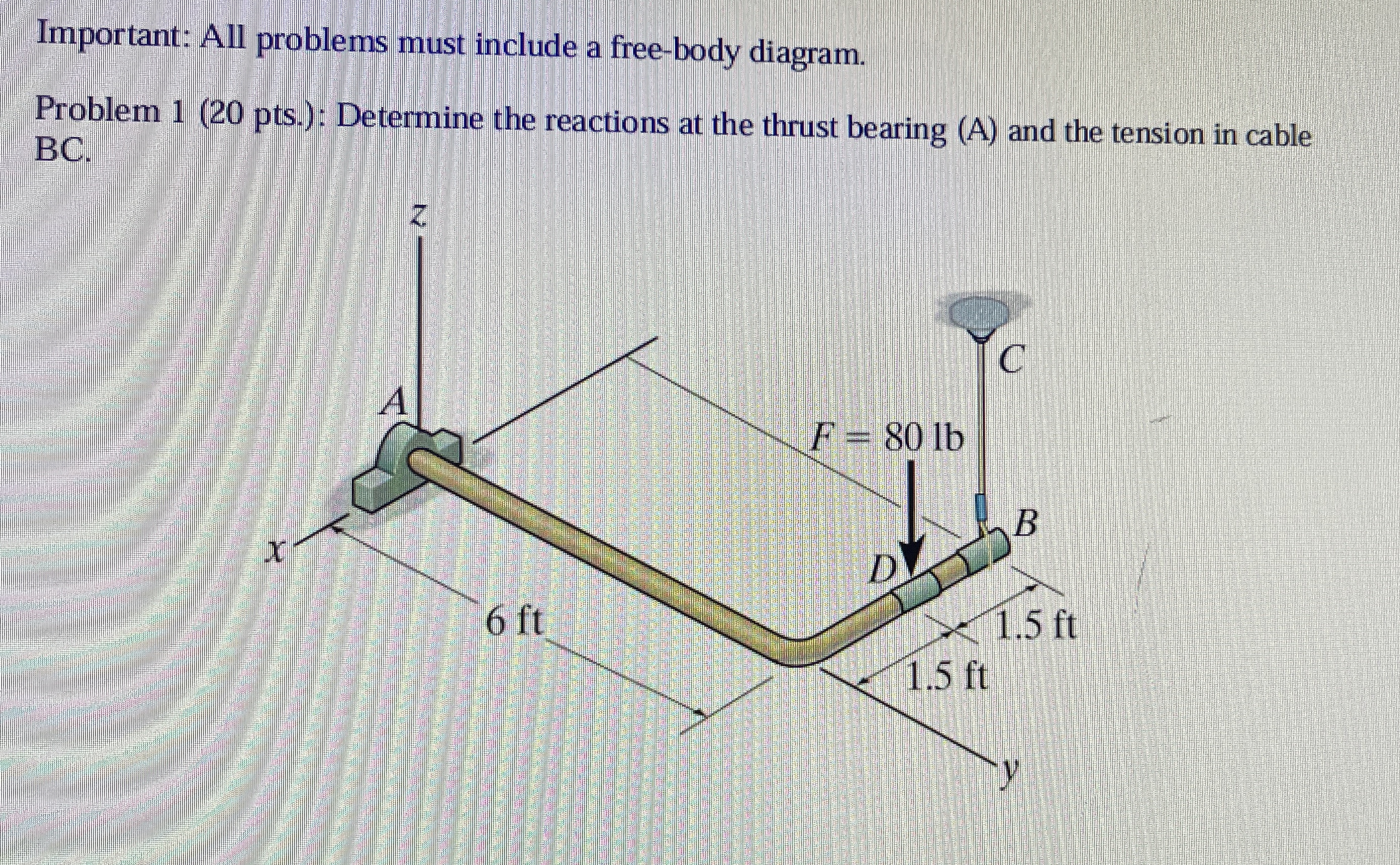 Important: All problems must include a free -