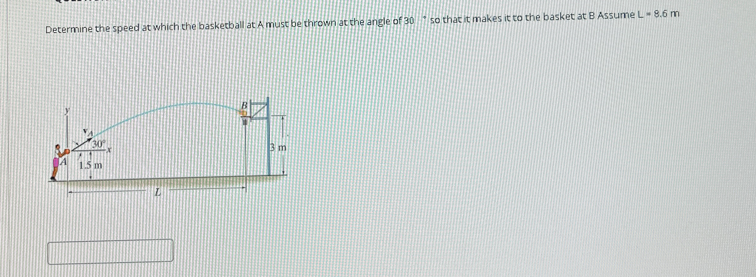 Determine the speed at which the basketball at A