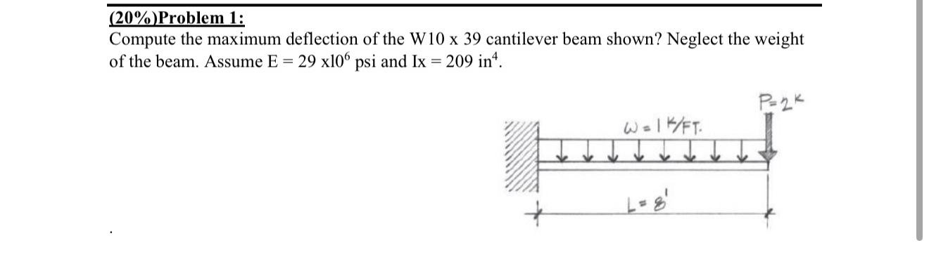 ( 2 0 % ) Problem 1 : Compute the maximum