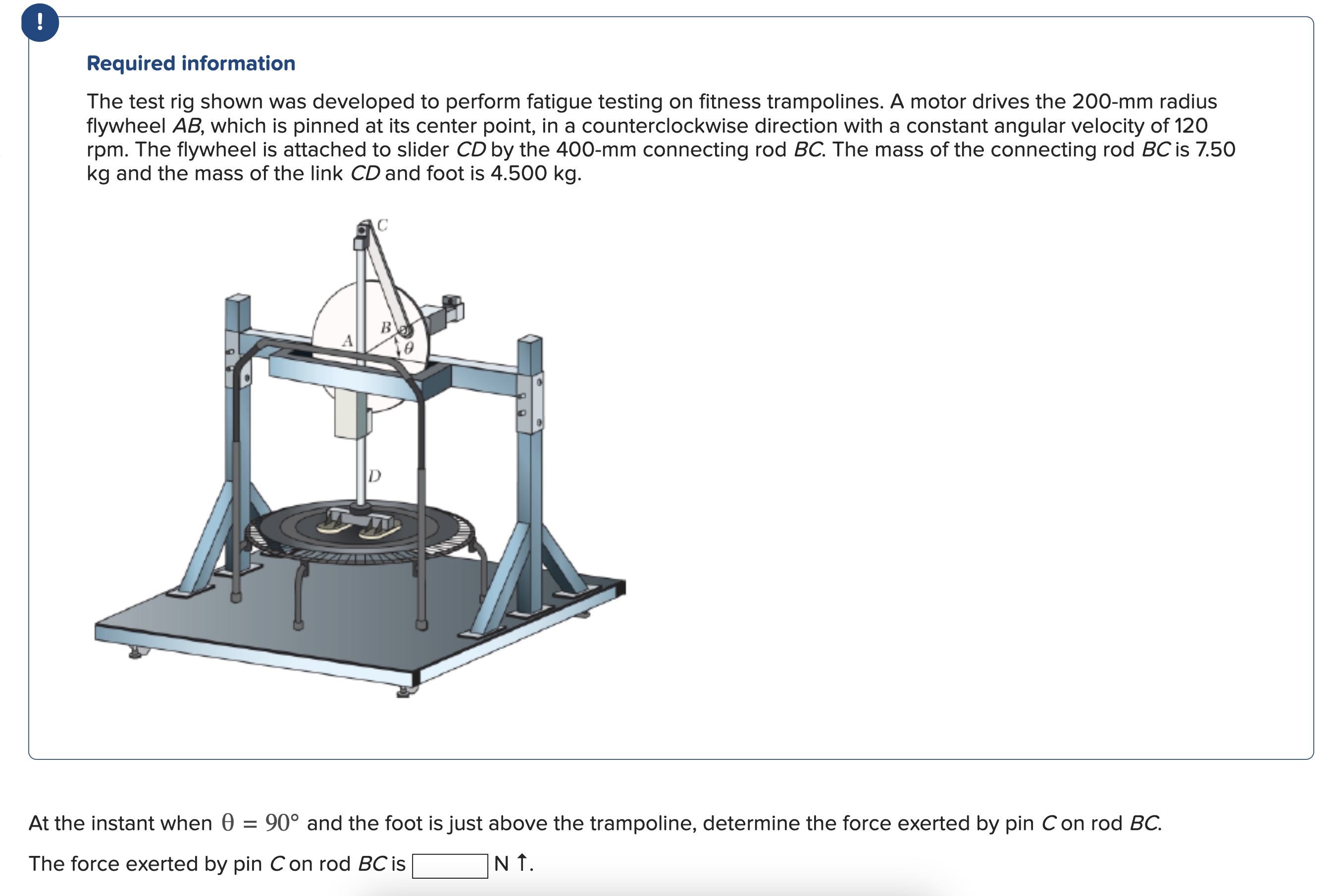 ! Required information The test rig shown was