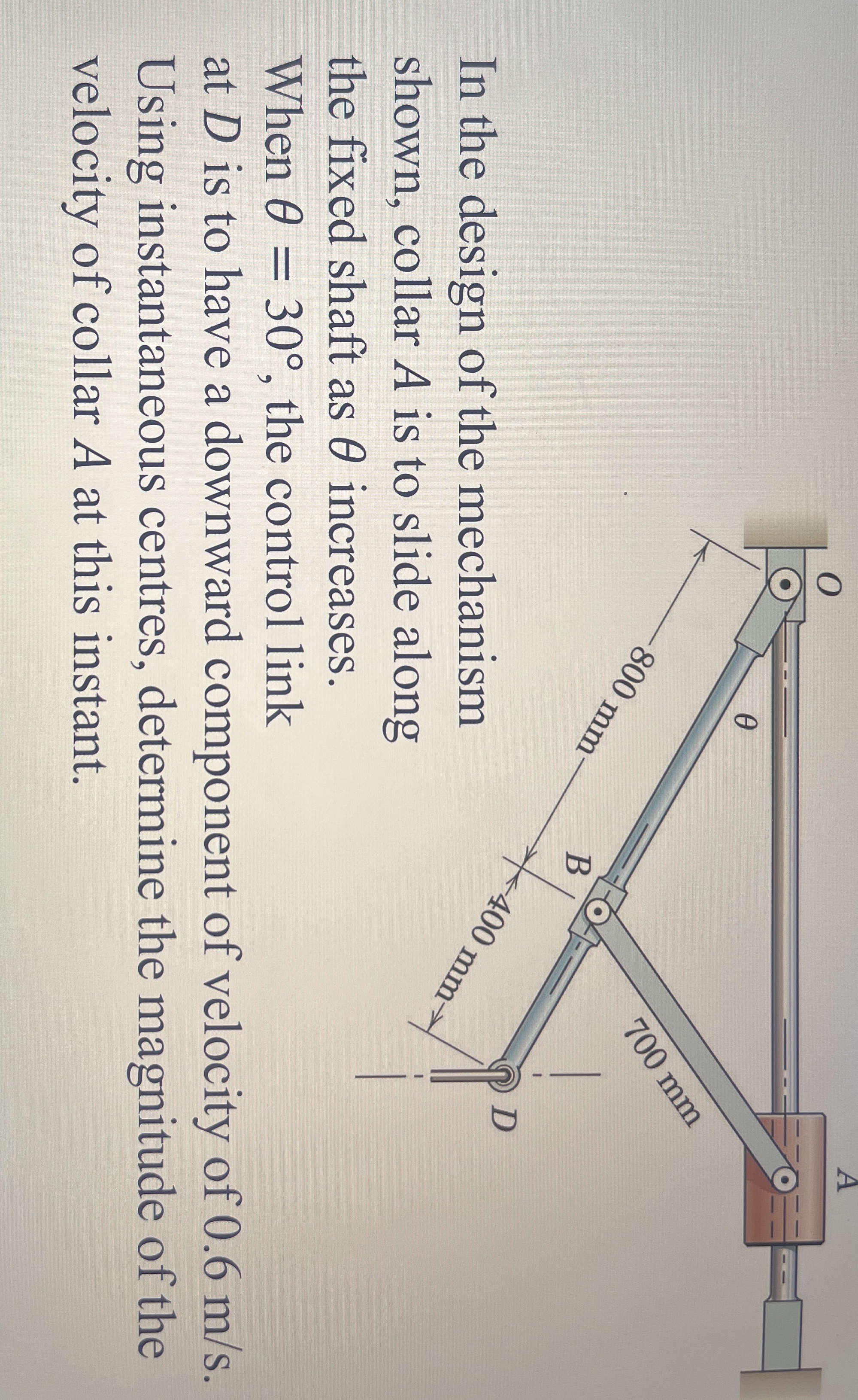 shown, collar A is to slide along the fixed shaft