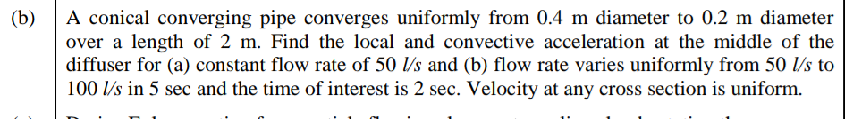( b ) A conical converging pipe converges
