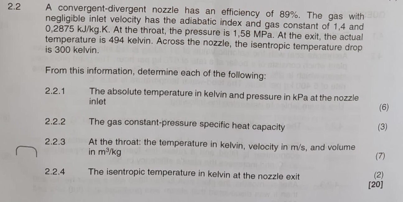 2 . 2 A convergent - divergent nozzle has an