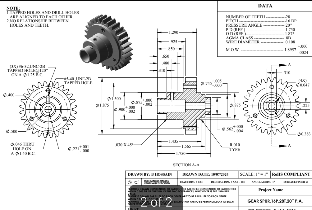 NOTE: 1 TAPPED HOLES AND DRILL HOLEsARE ALIGNED