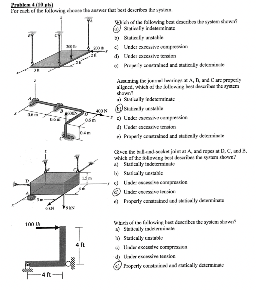 Problem 4 ( 1 0 pts ) For each of the following