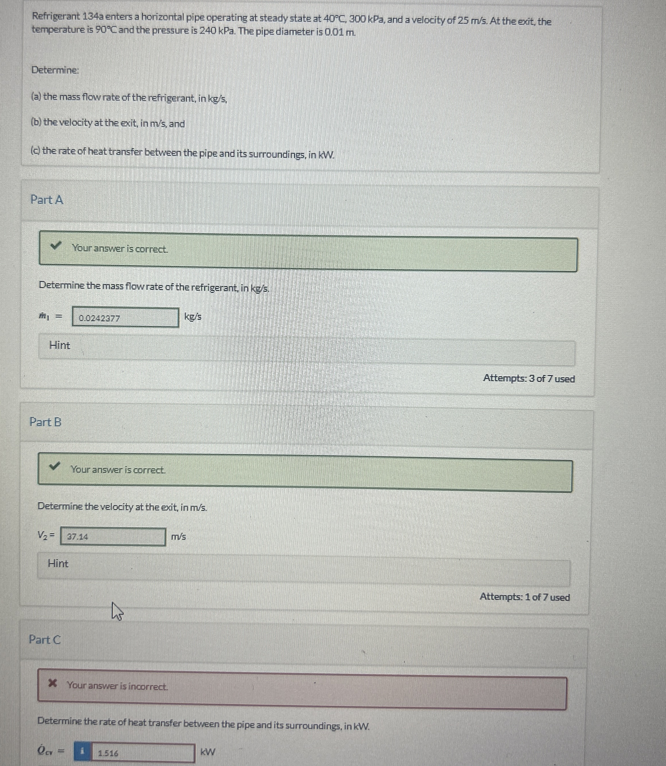 Refrigerant 1 3 4 a enters a horizontal pipe