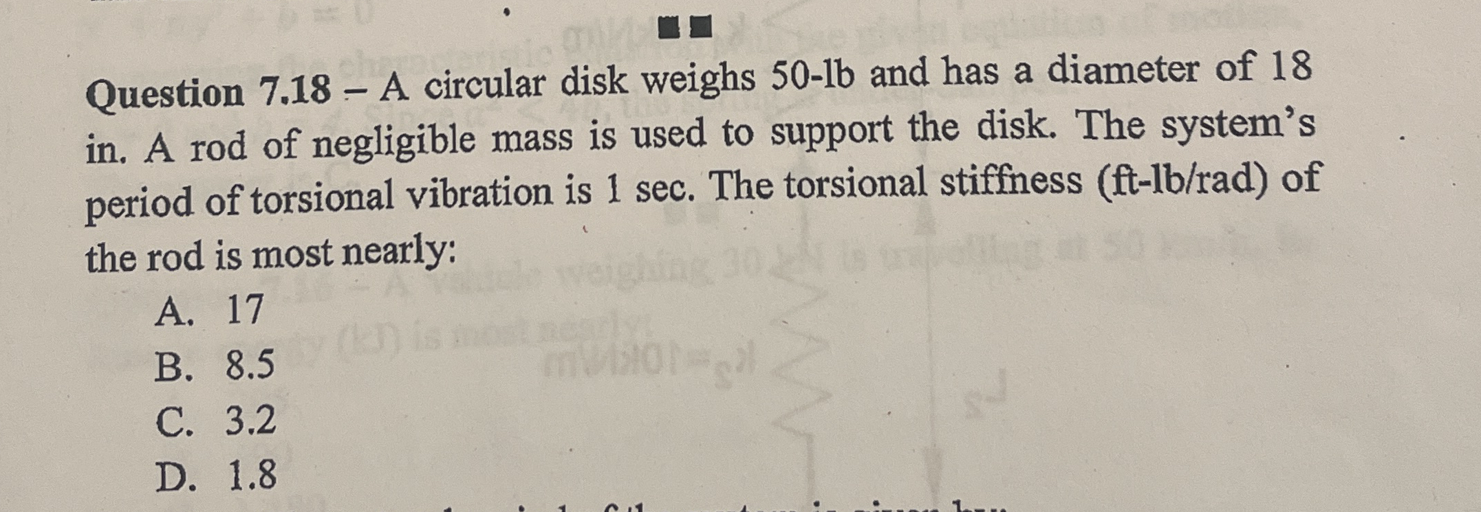Question 7 . 1 8 - A circular disk weighs 5 0 - 1