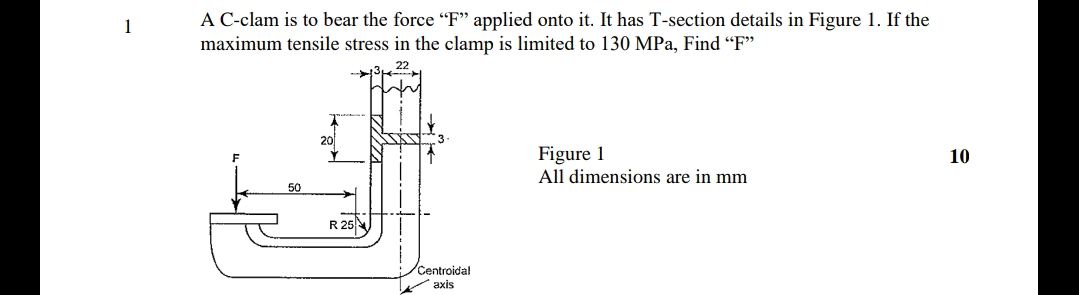1 A C - clam is to bear the force " F " applied