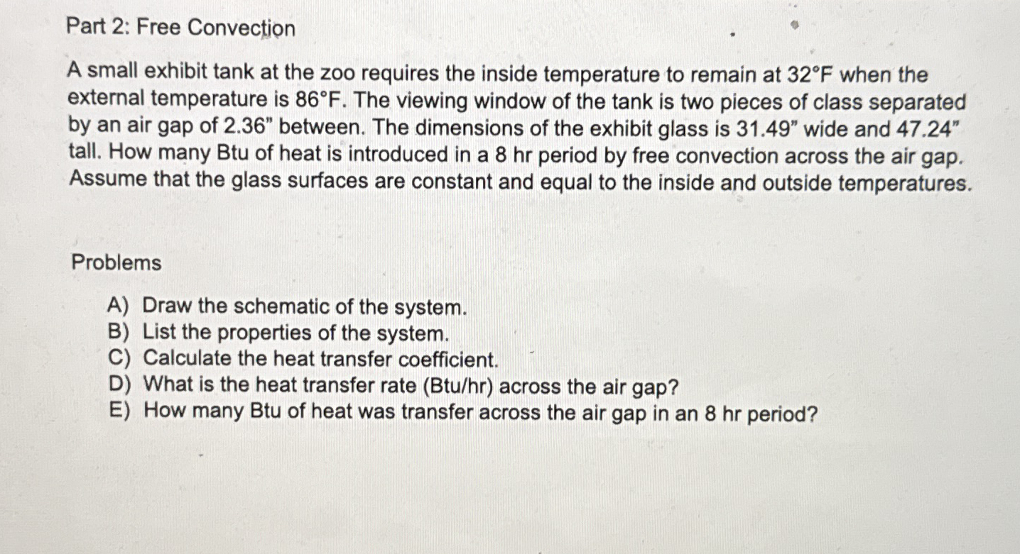 Part 2 : Free Convection A small exhibit tank at