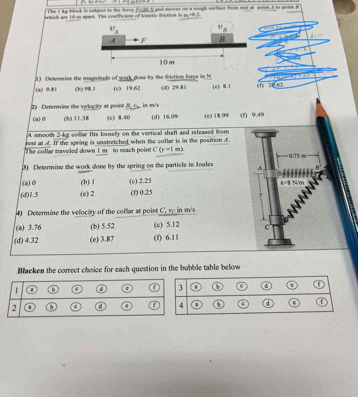 The 1 kg block which are 1 0 m Determine the ( a