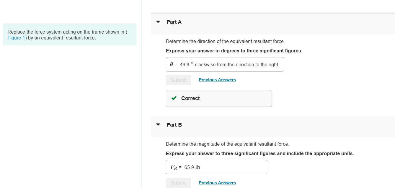 Part A Replace the force system acting on the