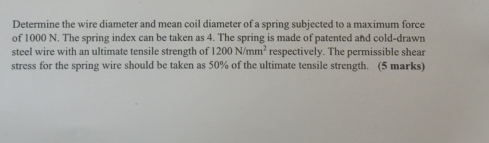 Determine the wire diameter and mean coil