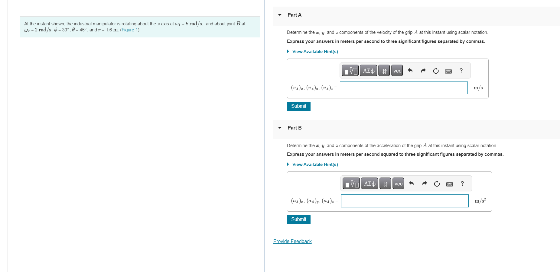 At the instant shown, the industrial manipulator