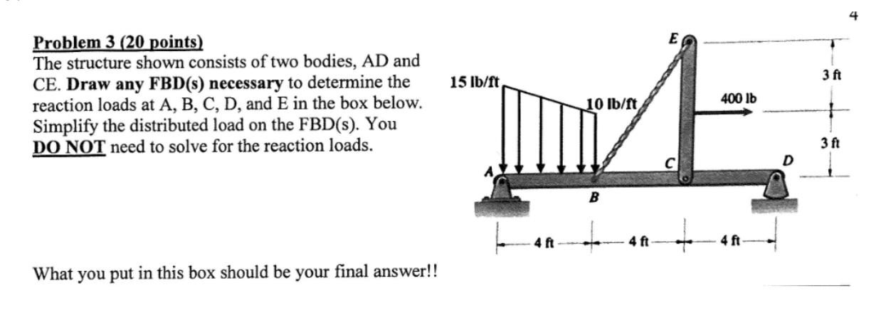 Problem 3 ( 2 0 points ) The structure shown